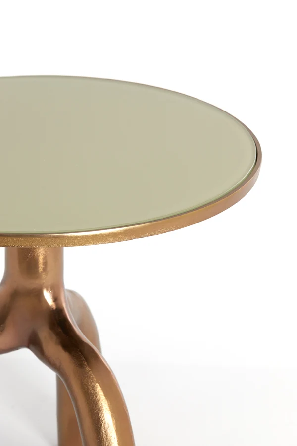 Side table 50,5x45,5 cm MELLO shiny brw bronze+glass taupe