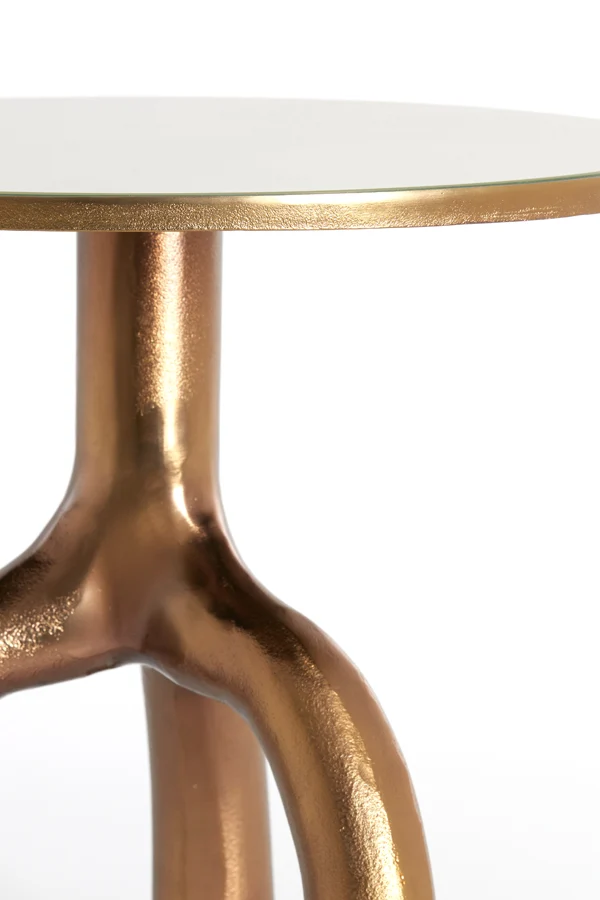 Side table 50,5x45,5 cm MELLO shiny brw bronze+glass taupe