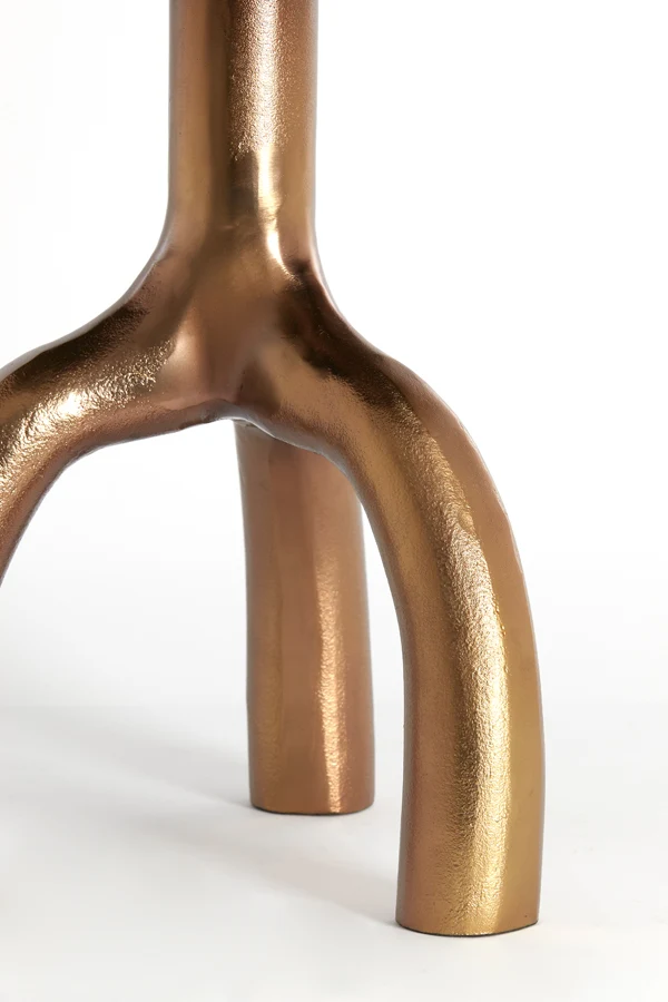 Side table 50,5x45,5 cm MELLO shiny brw bronze+glass taupe
