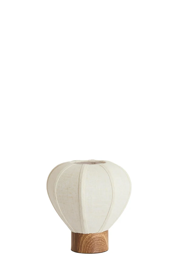 Table lamp 23x23,5 cm KYZO wood print natural+linen cream