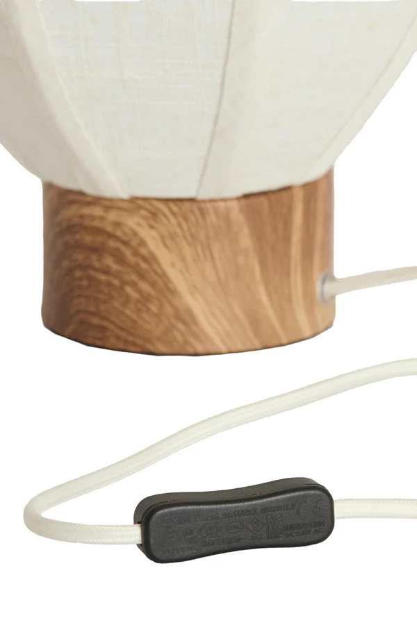 Table lamp 23x23,5 cm KYZO wood print natural+linen cream