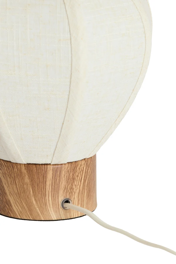 Table lamp 23x23,5 cm KYZO wood print natural+linen cream