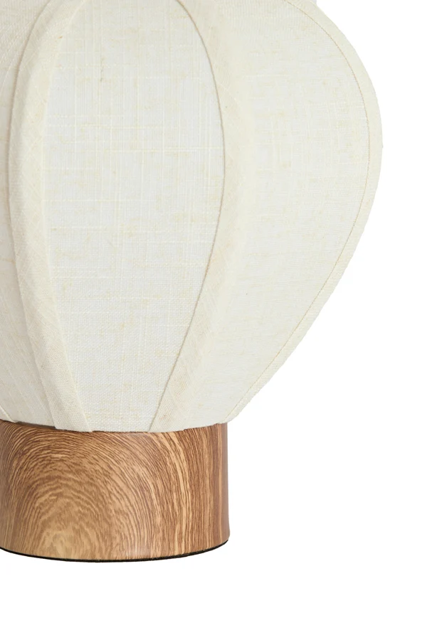 Table lamp 23x23,5 cm KYZO wood print natural+linen cream