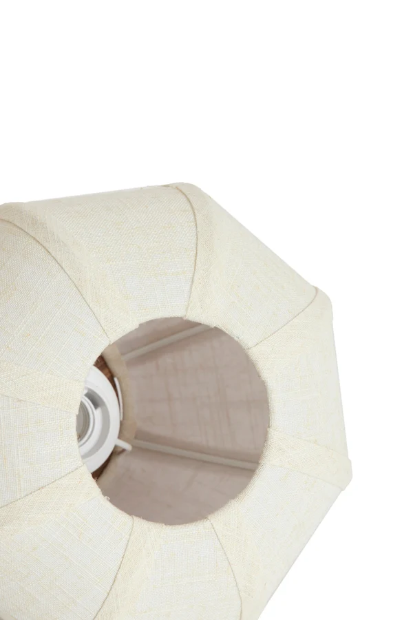 Table lamp 23x23,5 cm KYZO wood print natural+linen cream