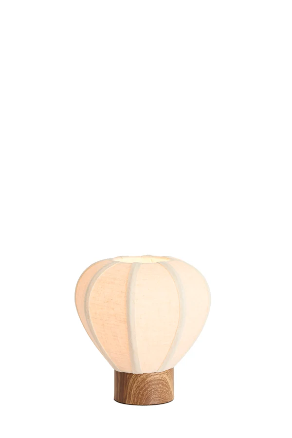 Table lamp 23x23,5 cm KYZO wood print natural+linen cream