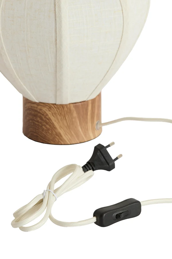 Table lamp 23x23,5 cm KYZO wood print natural+linen cream
