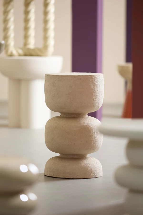 Side table 29x51 cm JALON papier mâché beige