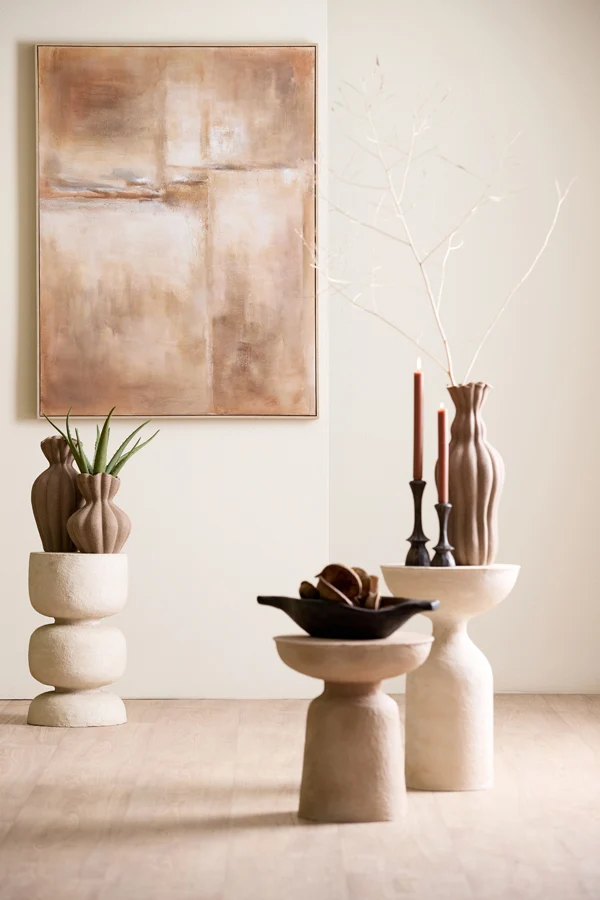 Side table 29x51 cm JALON papier mâché beige