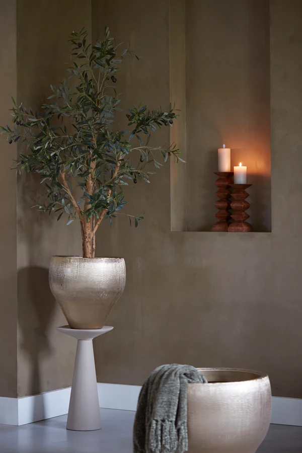 Side table 28x28x53 cm ABALA matt taupe