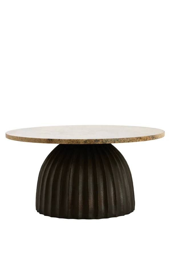 Side table 69x35 cm OBIDOS orange-grey marble+d brown