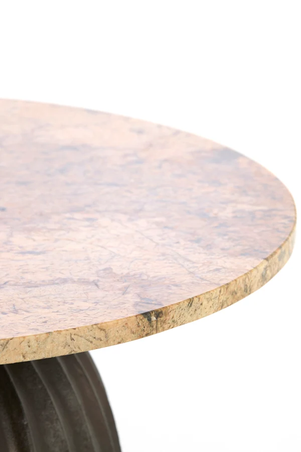 Side table 69x35 cm OBIDOS orange-grey marble+d brown