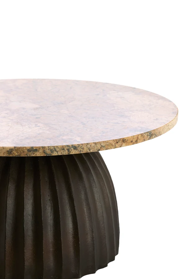 Side table 69x35 cm OBIDOS orange-grey marble+d brown