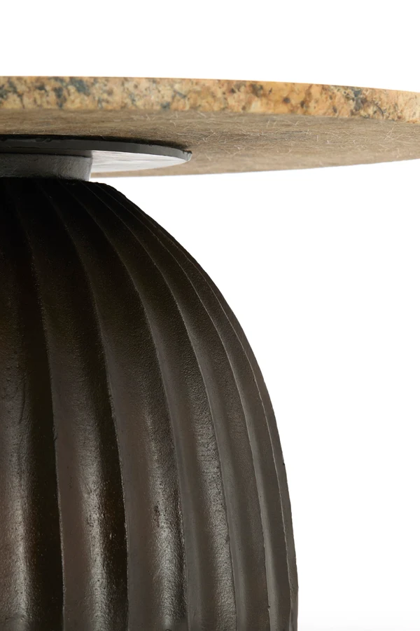 Side table 69x35 cm OBIDOS orange-grey marble+d brown