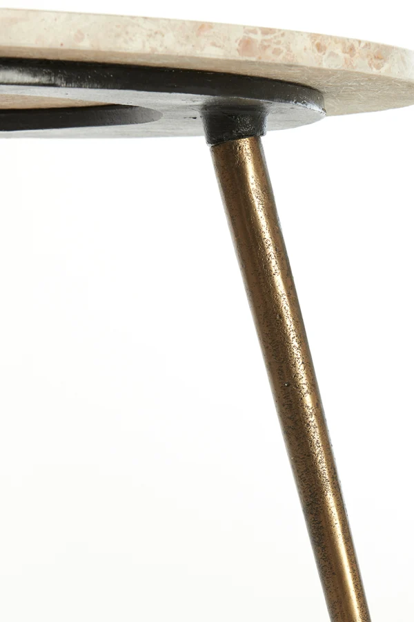 Side table 67x37 cm ZECA taupe marble+antique bronze
