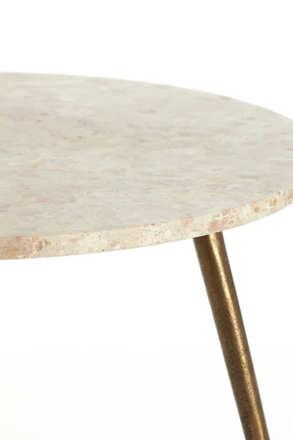 Side table 67x37 cm ZECA taupe marble+antique bronze