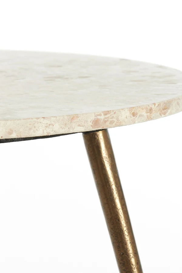 Side table 67x37 cm ZECA taupe marble+antique bronze