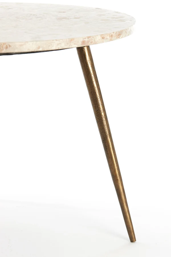Side table 67x37 cm ZECA taupe marble+antique bronze