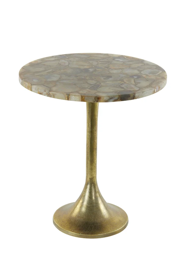 Side table 48x53 cm RICKERD yellow marble+antique bronze