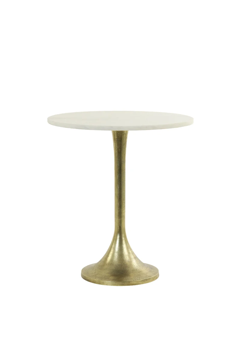 Side table 48x53 cm RICKERD white marble+antique bronze
