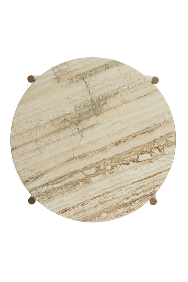 Side table 47x45 cm MACAPA antique bronze+cream travertine