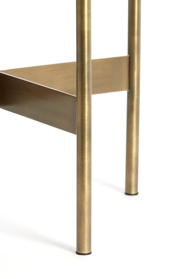 Side table 47x45 cm MACAPA antique bronze+cream travertine