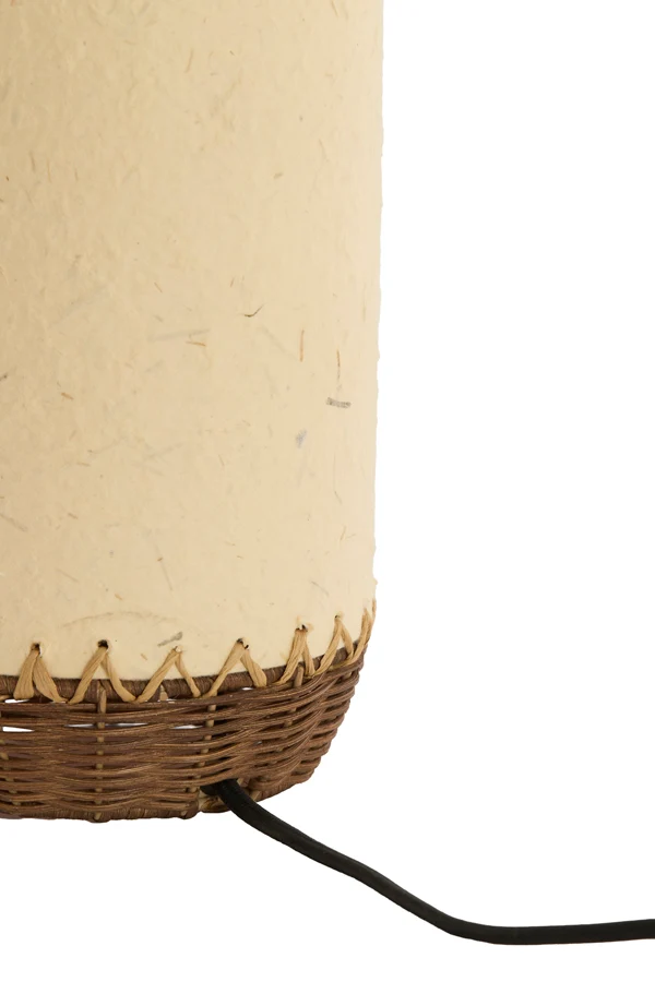 Table lamp 13x40 cm TIO paper beige+rattan dark brown