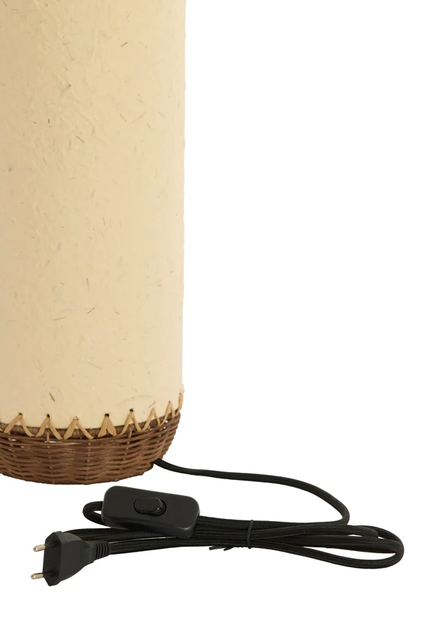 Table lamp 13x40 cm TIO paper beige+rattan dark brown