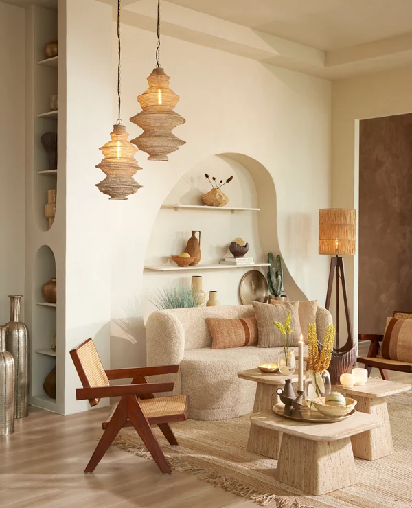Side table 40x40x49 cm KEPAMI travertine sand