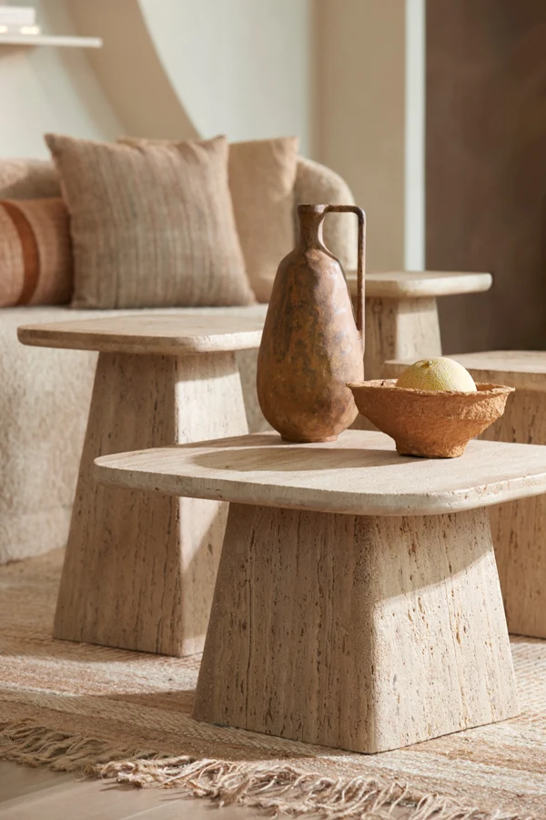 Side table 40x40x49 cm KEPAMI travertine sand