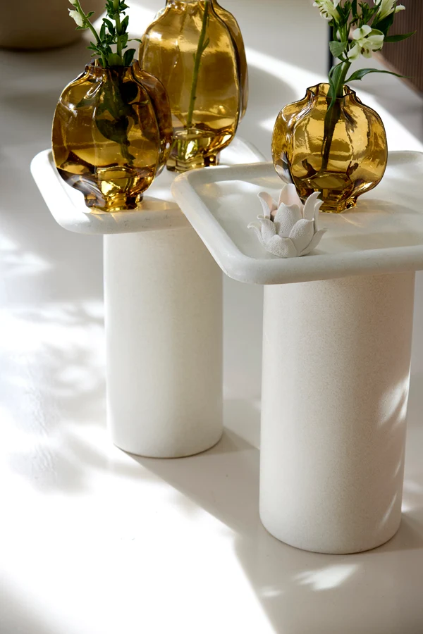 Side table 40x40x48 cm LUARCA ceramics matt cream