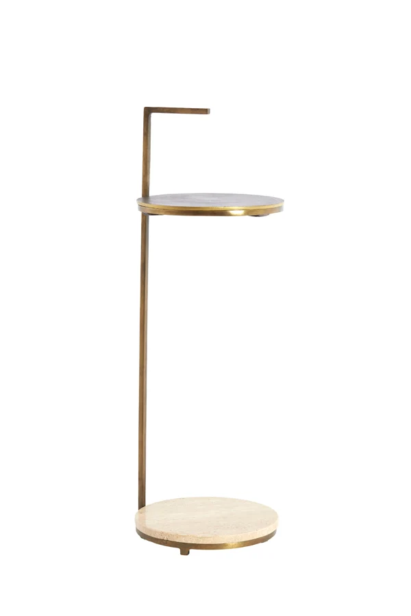 Side table 26x76 cm LEDA travertine sand+dark brown-bronze