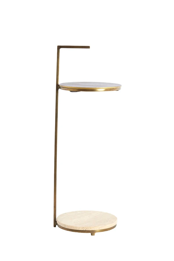 Side table 26x76 cm LEDA travertine sand+dark brown-bronze