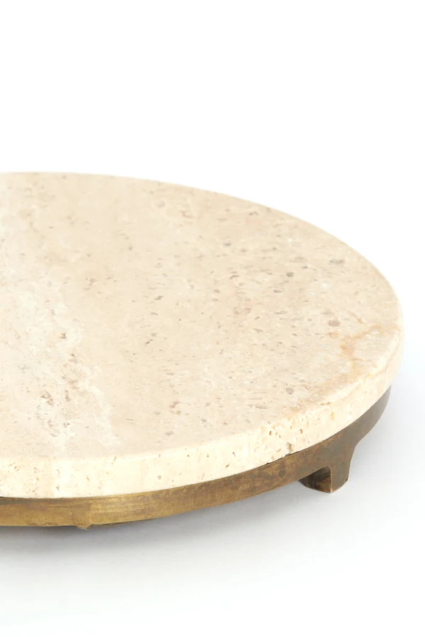 Side table 26x76 cm LEDA travertine sand+dark brown-bronze