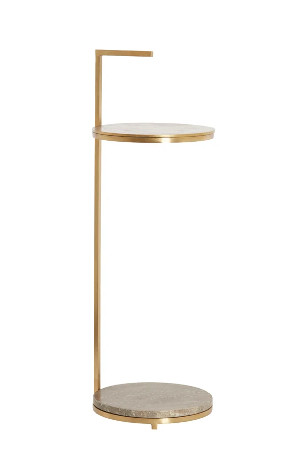 Side table 26x76 cm LEDA travertine brown+bronze