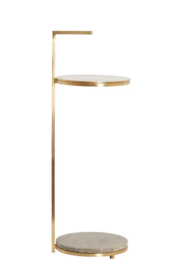 Side table 26x76 cm LEDA travertine brown+bronze