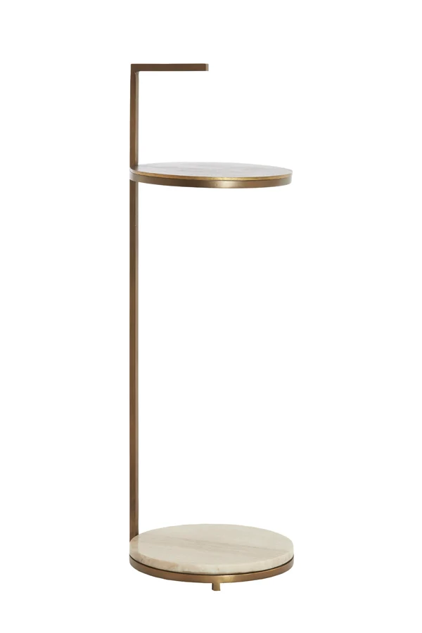 Side table 26x76 cm LEDA marble sand-grey+d brown-bronze