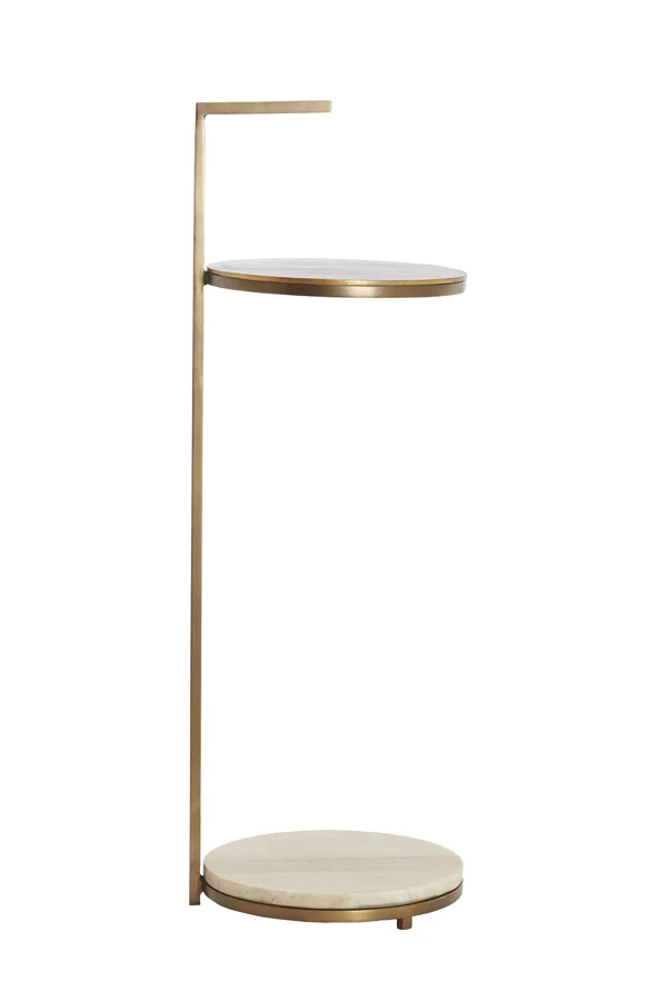 Side table 26x76 cm LEDA marble sand-grey+d brown-bronze