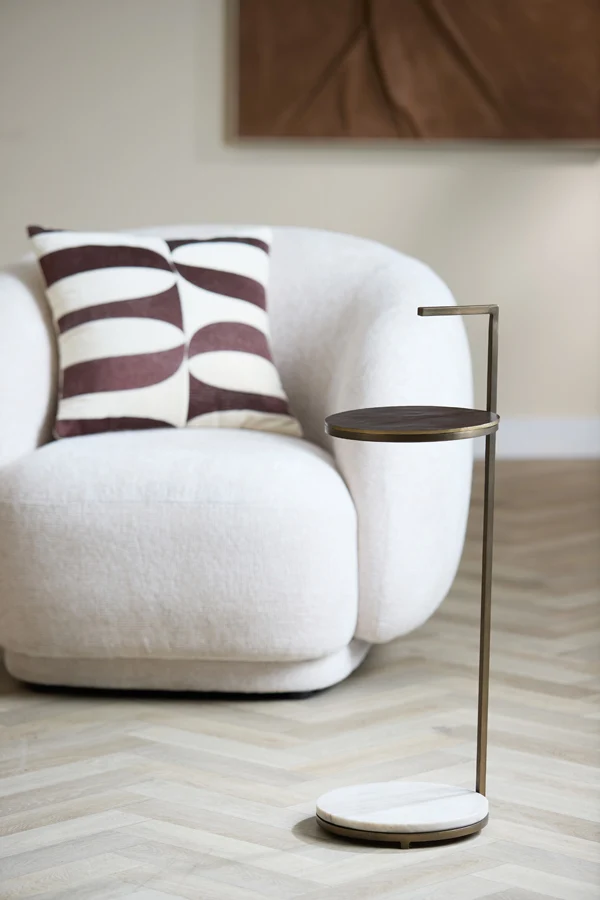 Side table 26x76 cm LEDA marble sand-grey+d brown-bronze