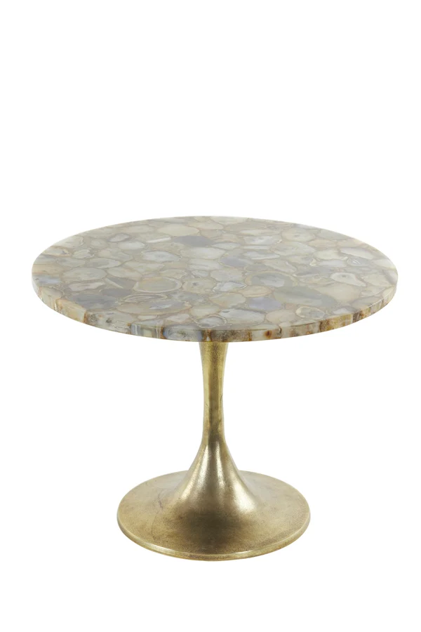 Side table 61x41 cm RICKERD yellow marble+antique bronze