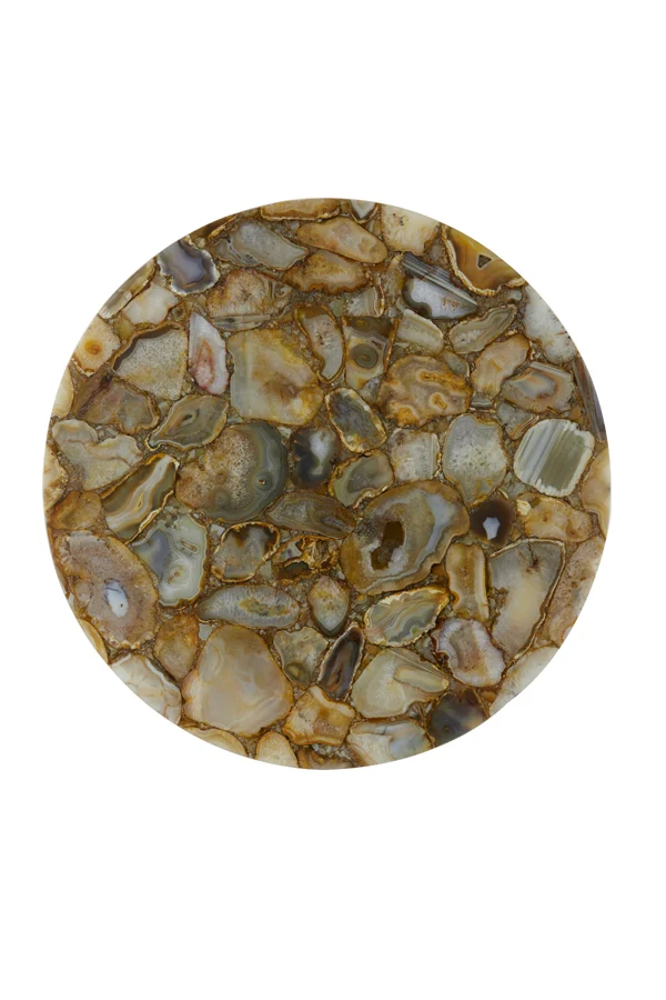 Side table 61x41 cm RICKERD yellow marble+antique bronze