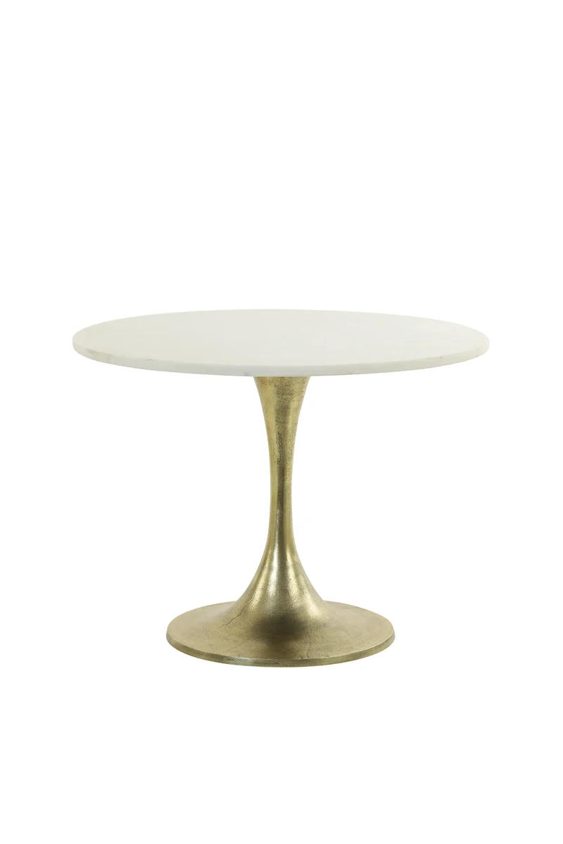 Side table 61x41 cm RICKERD white marble+antique bronze