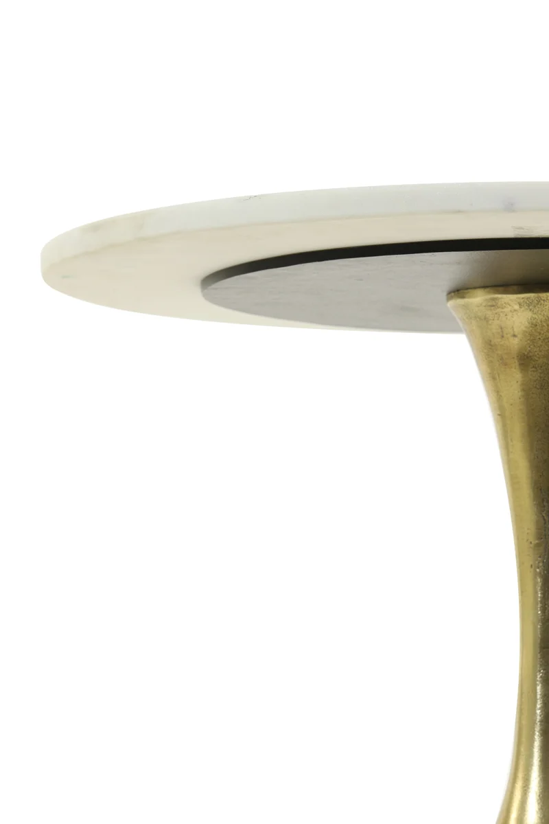 Side table 61x41 cm RICKERD white marble+antique bronze
