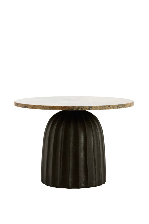 Side table 60x43 cm OBIDOS orange-grey marble+d brown
