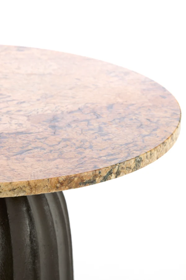 Side table 60x43 cm OBIDOS orange-grey marble+d brown
