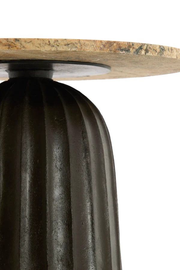Side table 60x43 cm OBIDOS orange-grey marble+d brown