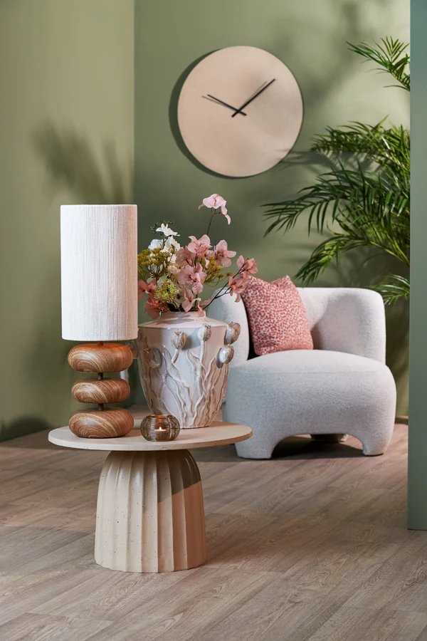 Side table 60x38 cm VEGLIA matt sand+light brown spotted