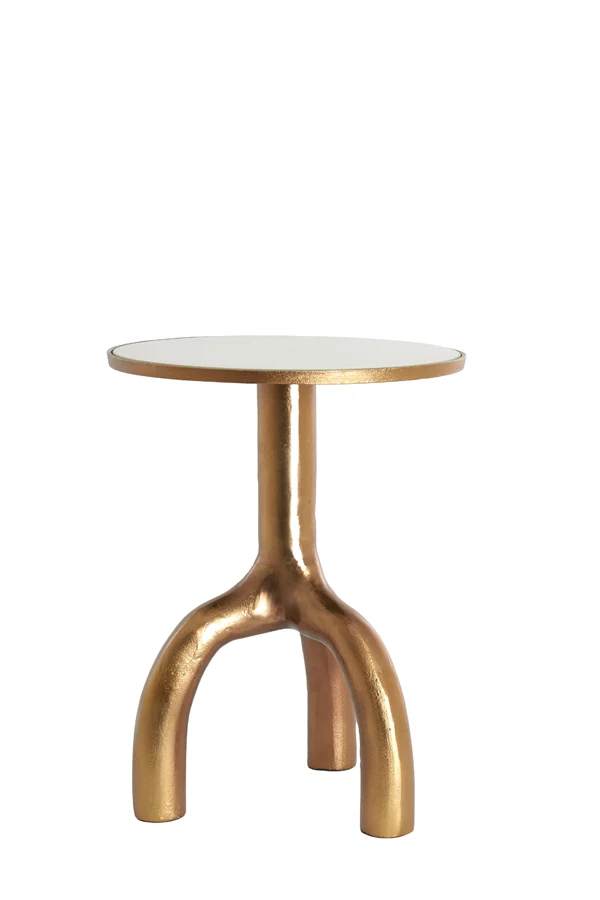 Side table 40,5x53 cm MELLO shiny brown bronze+glass taupe
