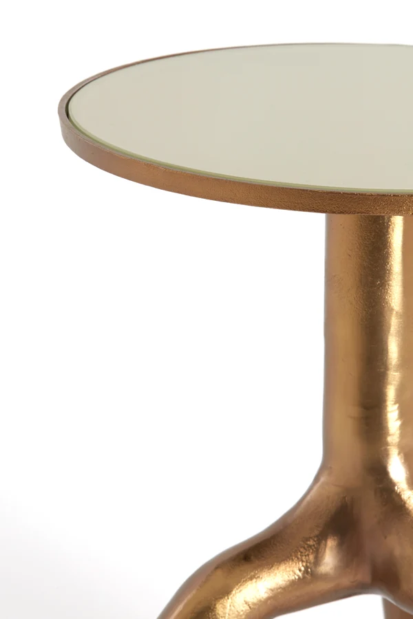 Side table 40,5x53 cm MELLO shiny brown bronze+glass taupe