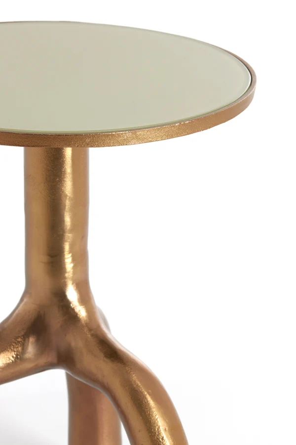 Side table 40,5x53 cm MELLO shiny brown bronze+glass taupe