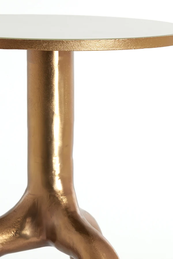 Side table 40,5x53 cm MELLO shiny brown bronze+glass taupe